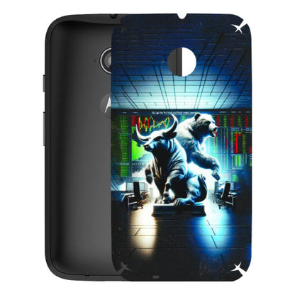 Motorola Phone Skins (All Models) - Stock Market Sensex Bear vs Bulls - 3D Embossed Finish (L-15) Motorola Moto E2