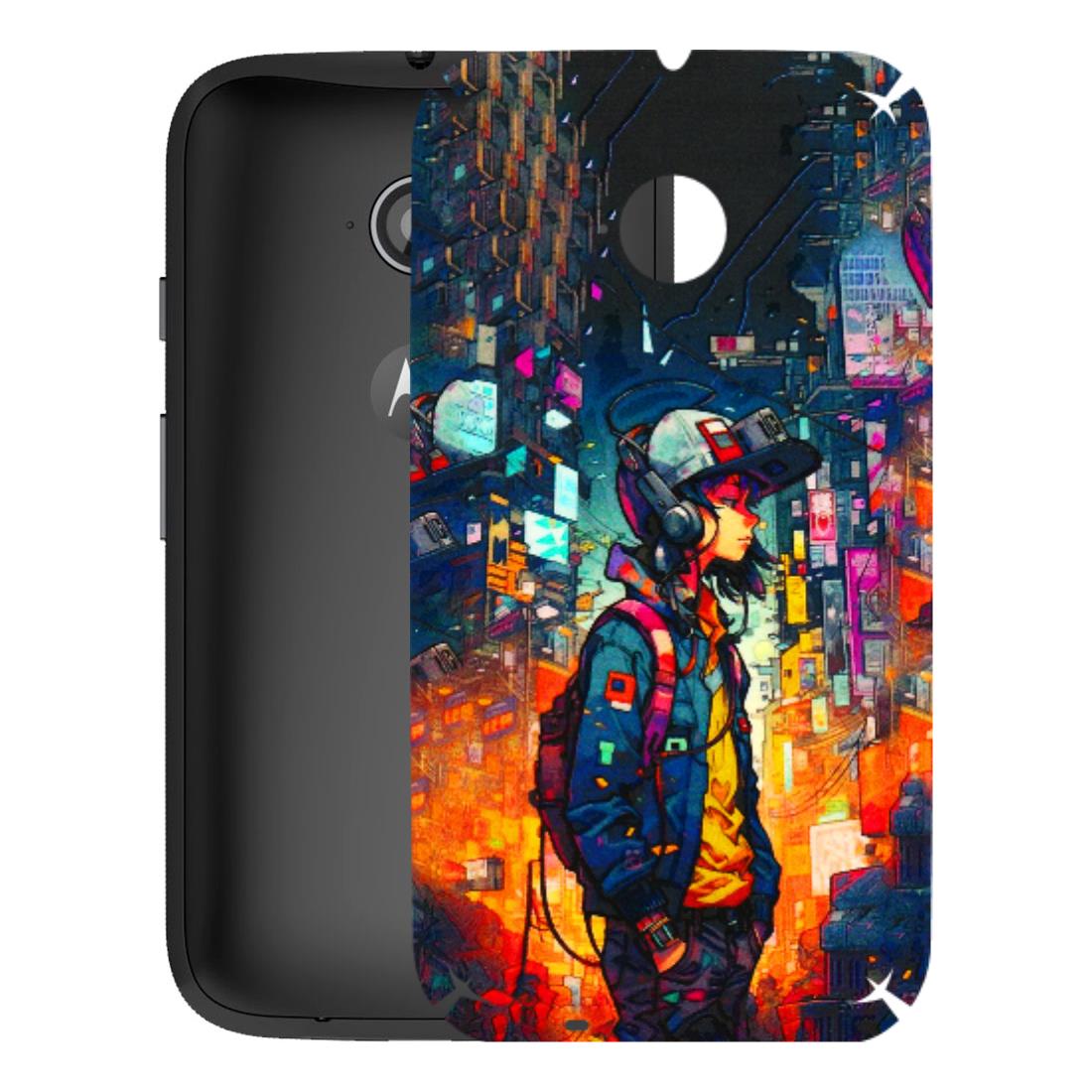 Motorola Phone Skins (All Models) - Street Anime Guy - 3D Embossed Finish (L-158) Motorola Moto E2