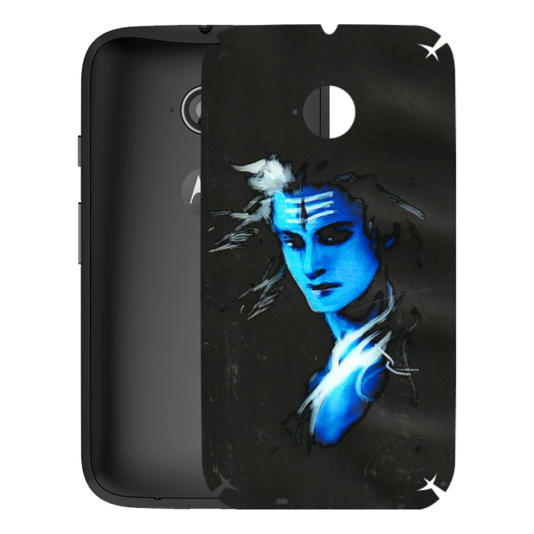 Motorola Phone Skins (All Models) - Har Har Mahadev Blue/Black - 3D Embossed Finish (L-185) Motorola Moto E2