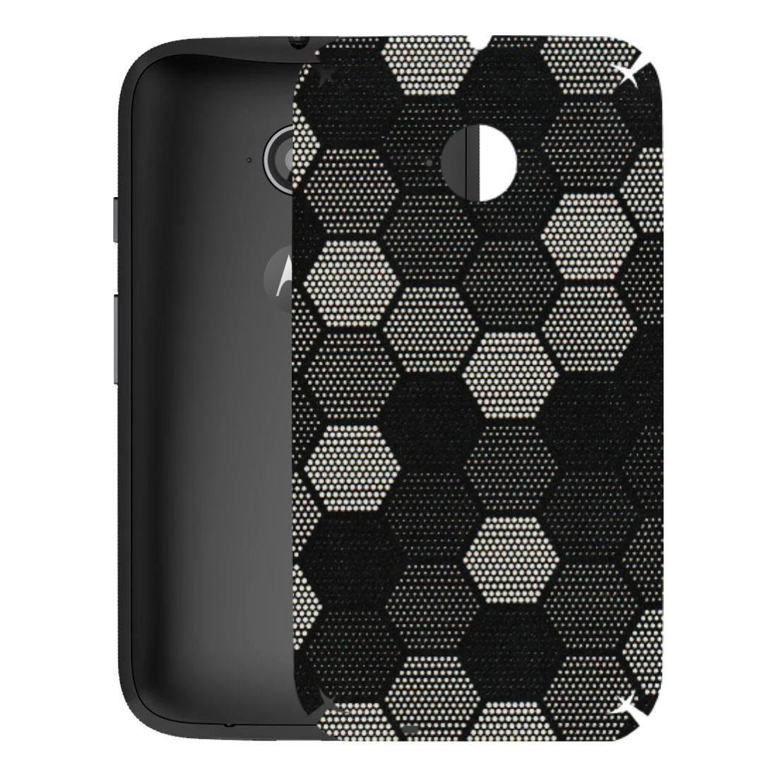 Motorola Phone Skins (All Models) - Black & White Dotted Honeycomb Texture - 3D Embossed Finish (L-202) Motorola Moto E2