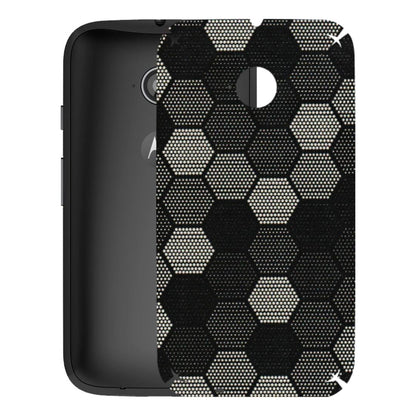 Motorola Phone Skins (All Models) - Black & White Dotted Honeycomb Texture - 3D Embossed Finish (L-202) Motorola Moto E2