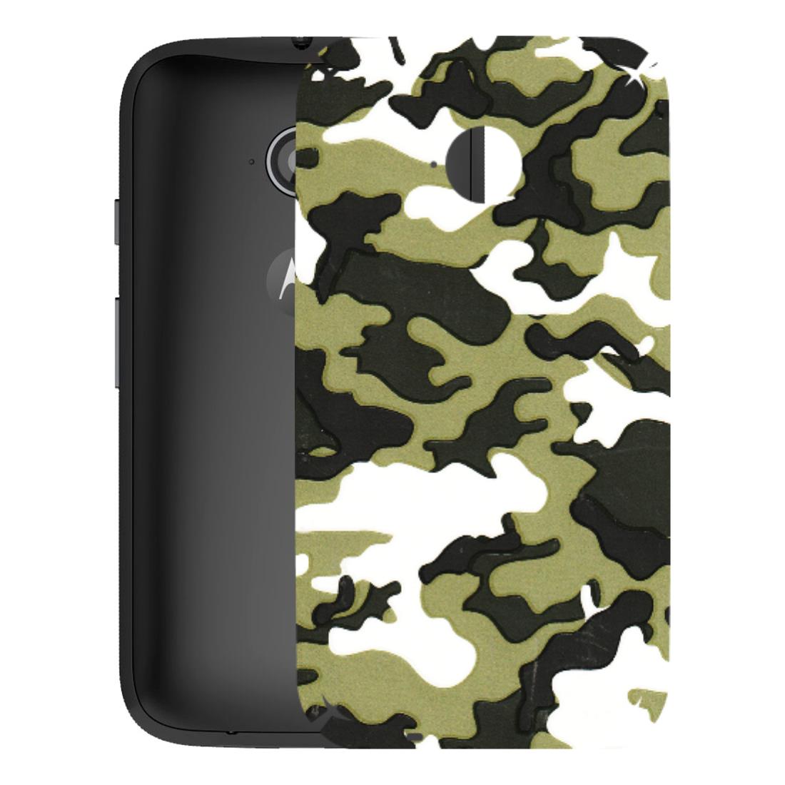 Motorola Phone Skins (All Models) - Camouflages White And Green - 3D Embossed Finish (L-243) Motorola Moto E2