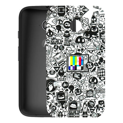 Motorola Phone Skins (All Models) - Doodles Positive Art - 3D Embossed Finish (L-263) Motorola Moto E2