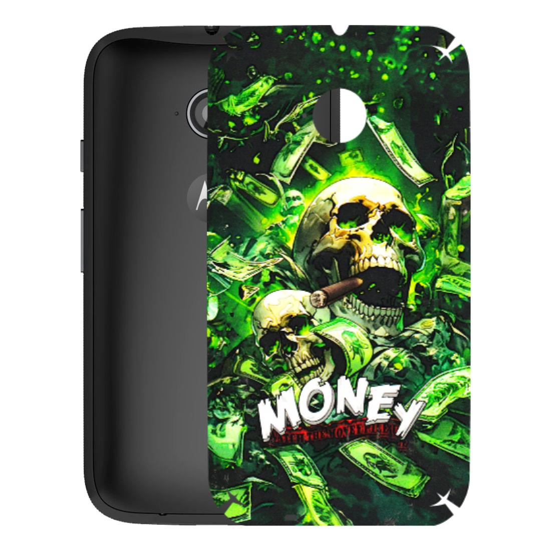 Motorola Phone Skins (All Models) - Skull Money - 3D Embossed Finish (L-303) Motorola Moto E2