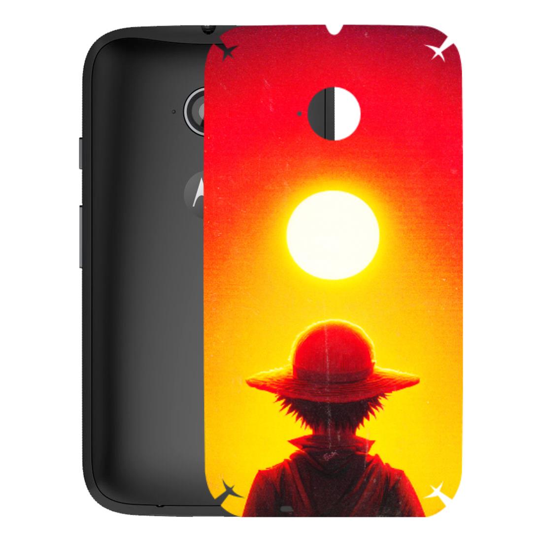 Motorola Phone Skins (All Models) - Cool Sunset With Monkey D.Luffy Anime - 3D Embossed Finish (L-329) Motorola Moto E2