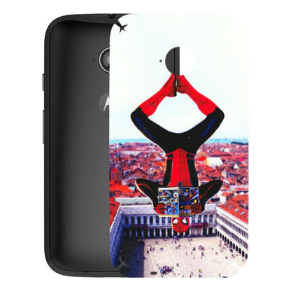 Motorola Phone Skins (All Models) - Spiderman Hanging - 3D Embossed Finish (L-53) Motorola Moto E2