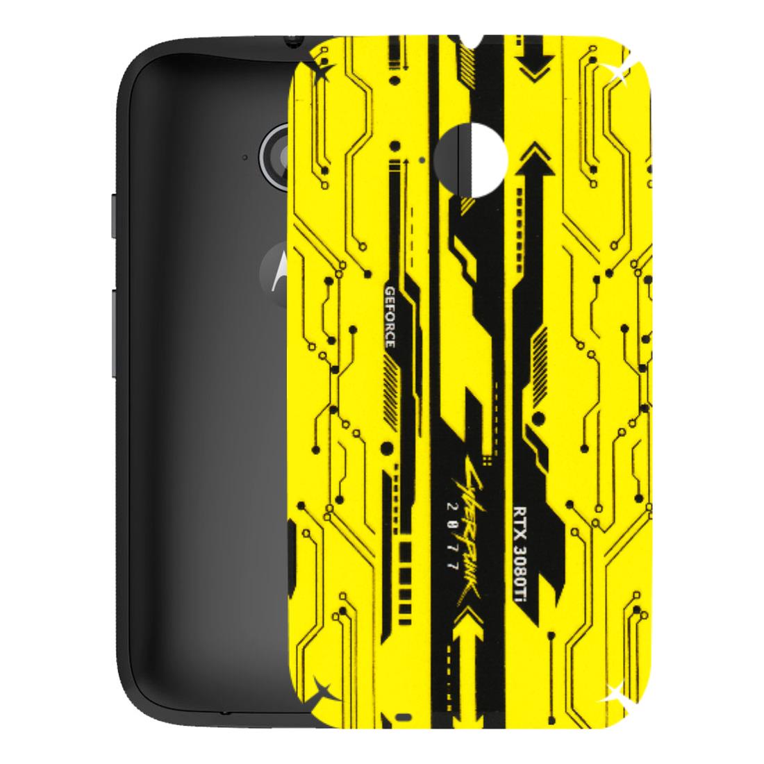 Motorola Phone Skins (All Models) - Yellow Cyberpunk - 3D Embossed Finish (L-93) Motorola Moto E2