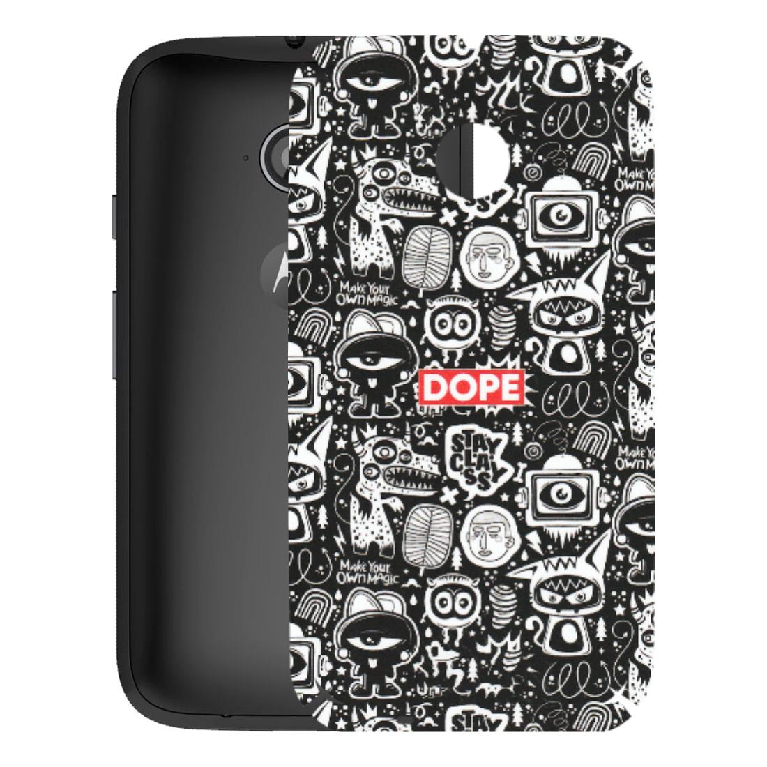 Motorola Phone Skins (All Models) - Dope Stay Classy Black Doodles - Matte Finish (M-126) Motorola Moto E2