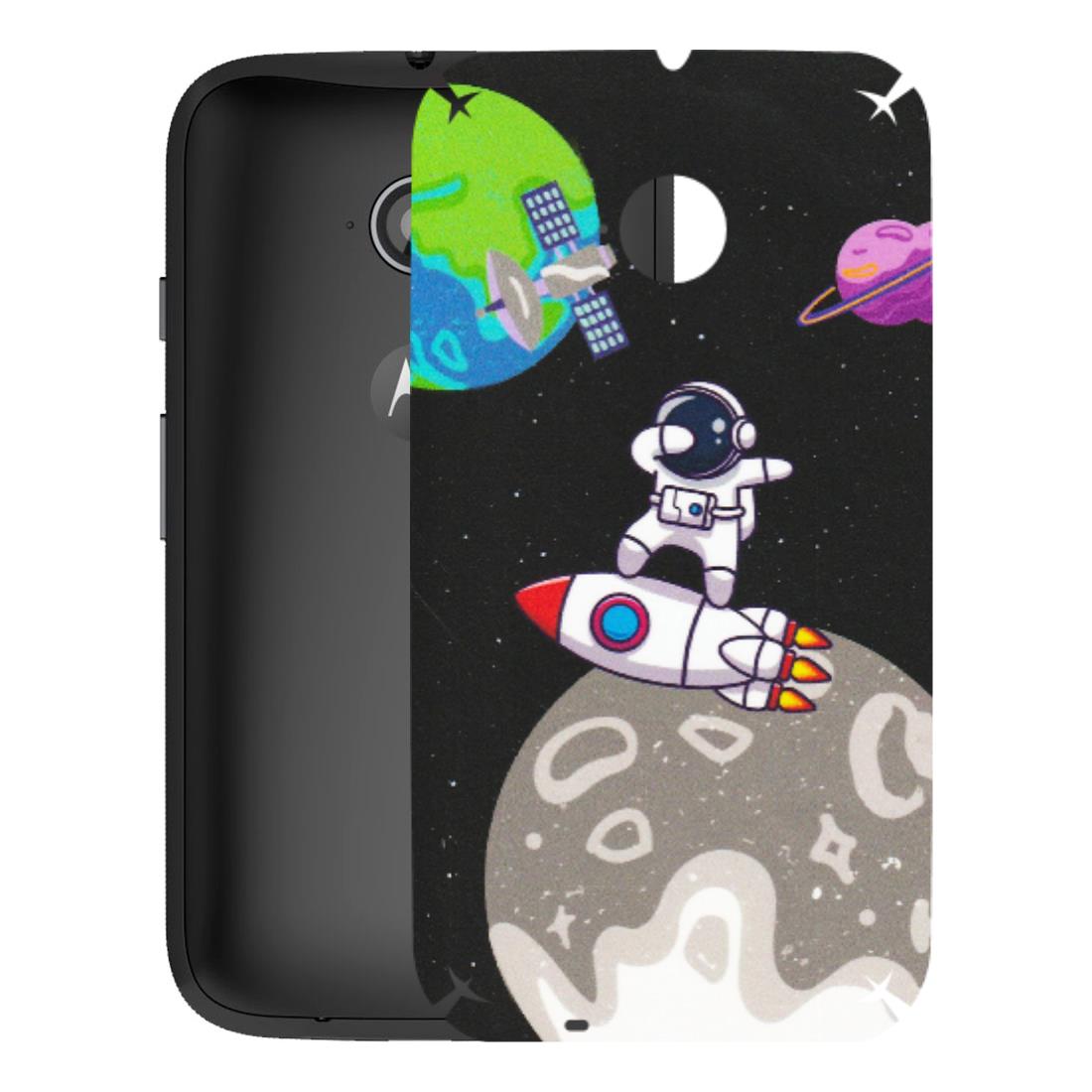 Motorola Phone Skins (All Models) - Astronaut Vibing Toon Running - Matte Finish (M-39) Motorola Moto E2