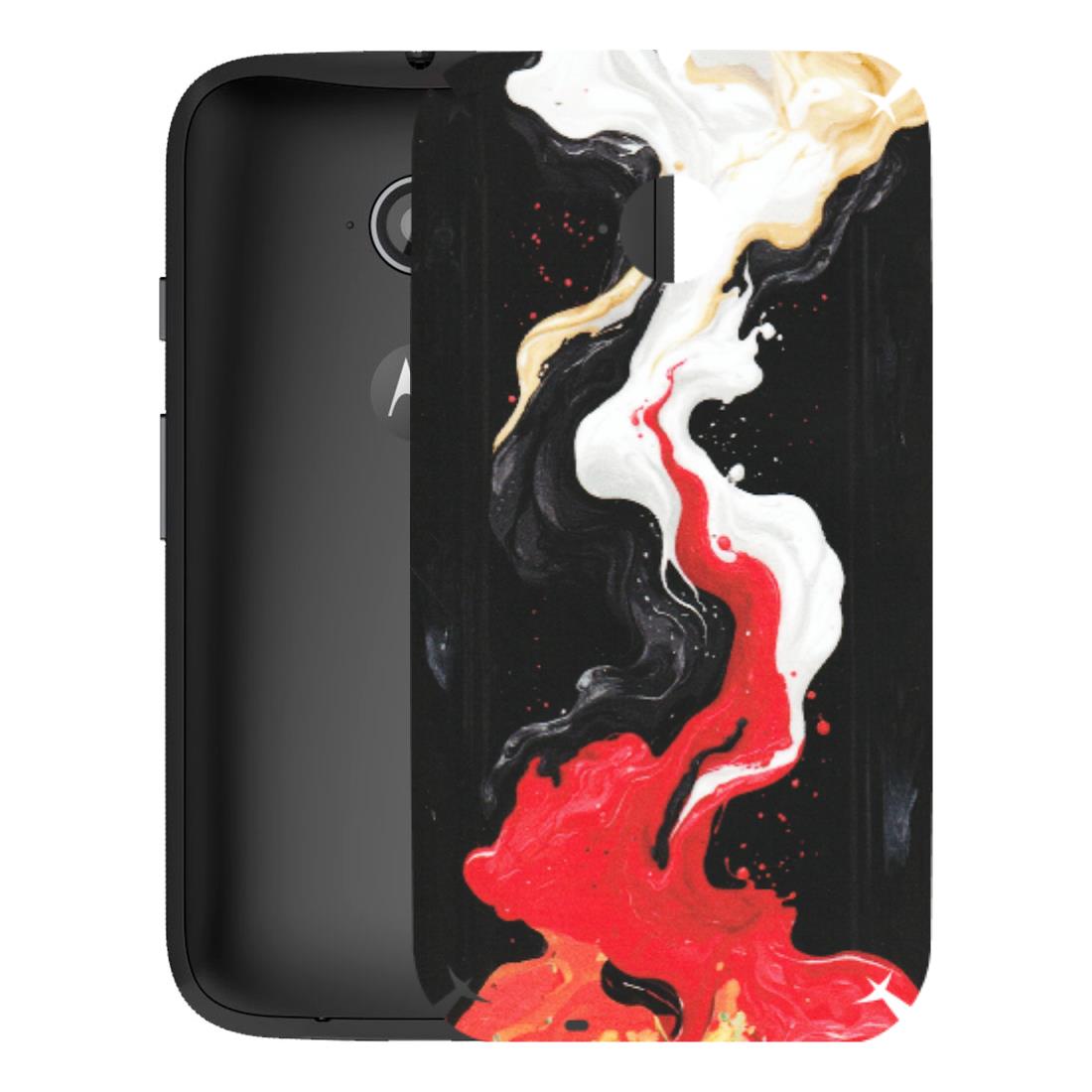 Motorola Phone Skins (All Models) - Black Red White Paint Splash Fusion - Matte Finish (M-56) Motorola Moto E2