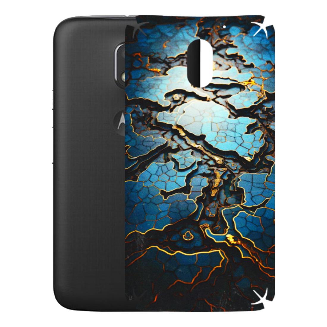 Motorola Phone Skins (All Models) - Blue Gold Abstract - 3D Embossed Finish (L-11) Motorola Moto E3 Power