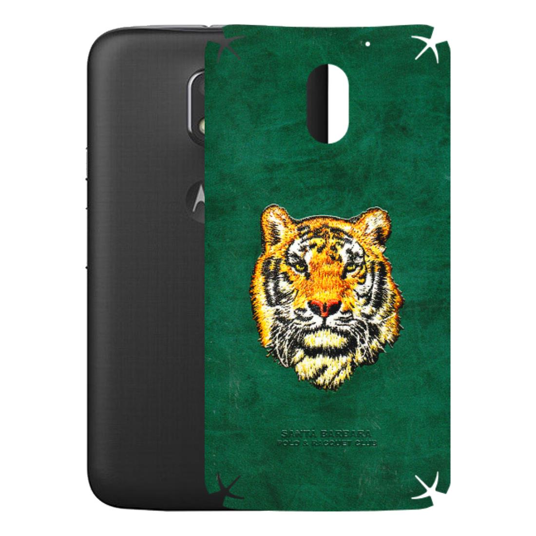 Motorola Phone Skins (All Models) - Leather Feel Tiger - 3D Embossed Finish (L-111) Motorola Moto E3 Power