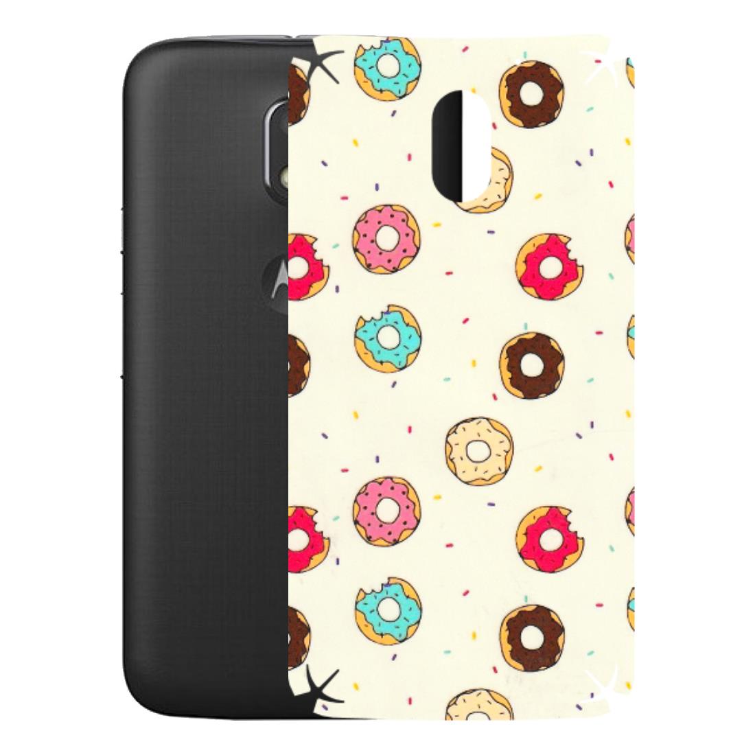 Motorola Phone Skins (All Models) - Mini Donuts Doodle Art - 3D Embossed Finish (L-122) Motorola Moto E3 Power