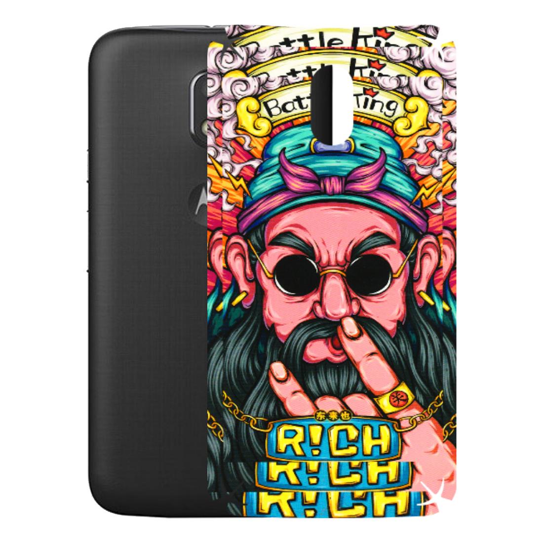 Motorola Phone Skins (All Models) - Battle King Dude Face - 3D Embossed Finish (L-178) Motorola Moto E3 Power