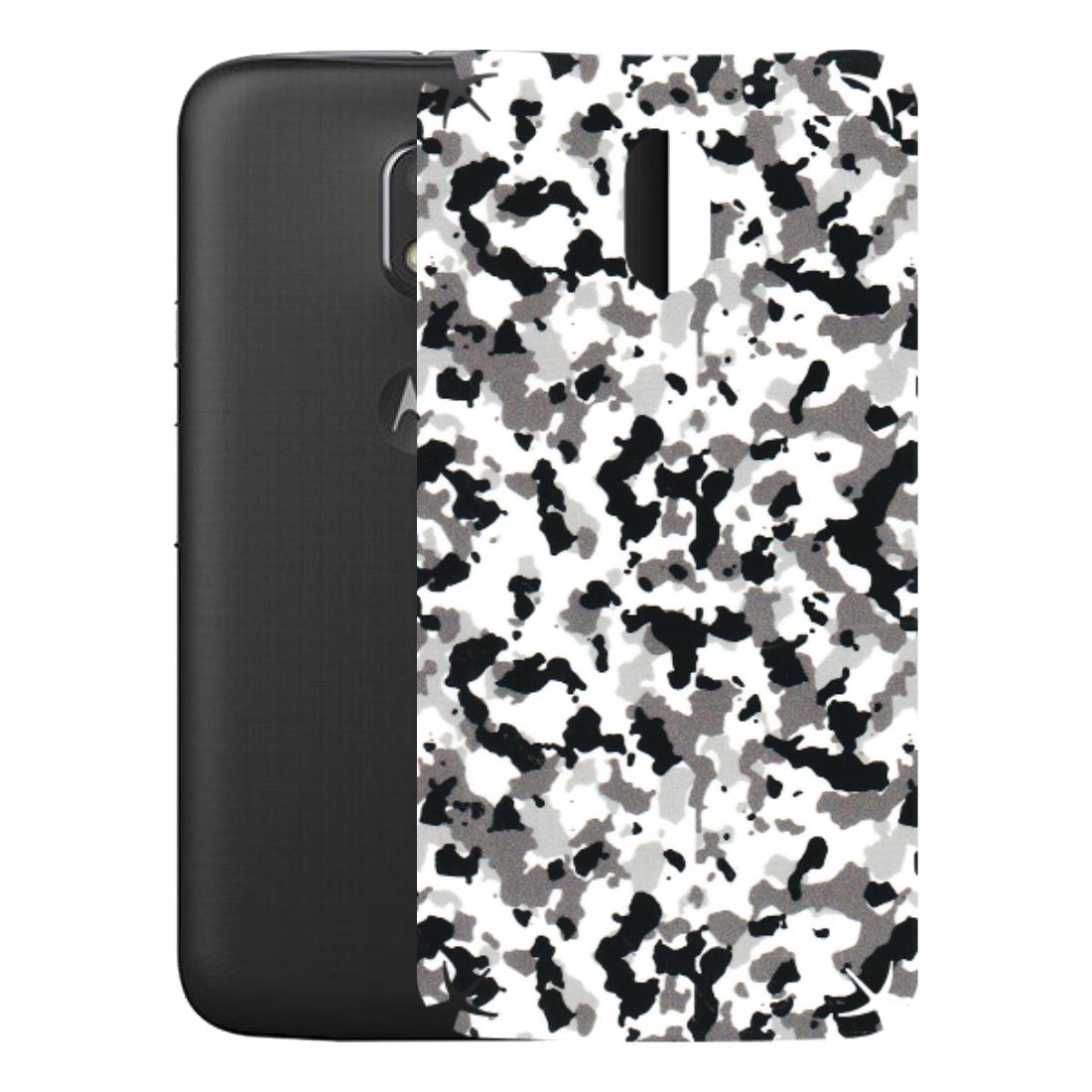 Motorola Phone Skins (All Models) - White Black Camouflage - 3D Embossed Finish (L-18) Motorola Moto E3 Power