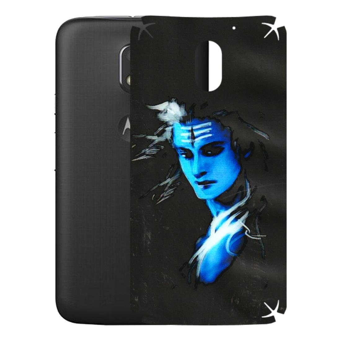 Motorola Phone Skins (All Models) - Har Har Mahadev Blue/Black - 3D Embossed Finish (L-185) Motorola Moto E3 Power