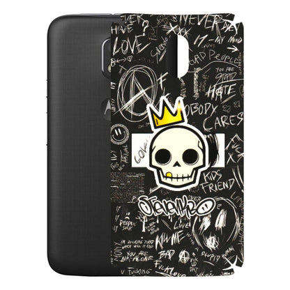 Motorola Phone Skins (All Models) - Funny Skull Black Chalk Grafitti - 3D Embossed Finish (L-22) Motorola Moto E3 Power