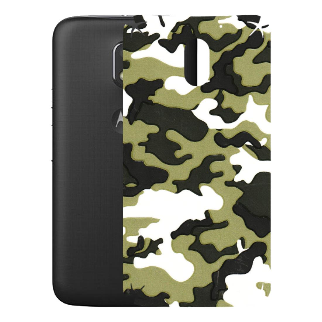Motorola Phone Skins (All Models) - Camouflages White And Green - 3D Embossed Finish (L-243) Motorola Moto E3 Power