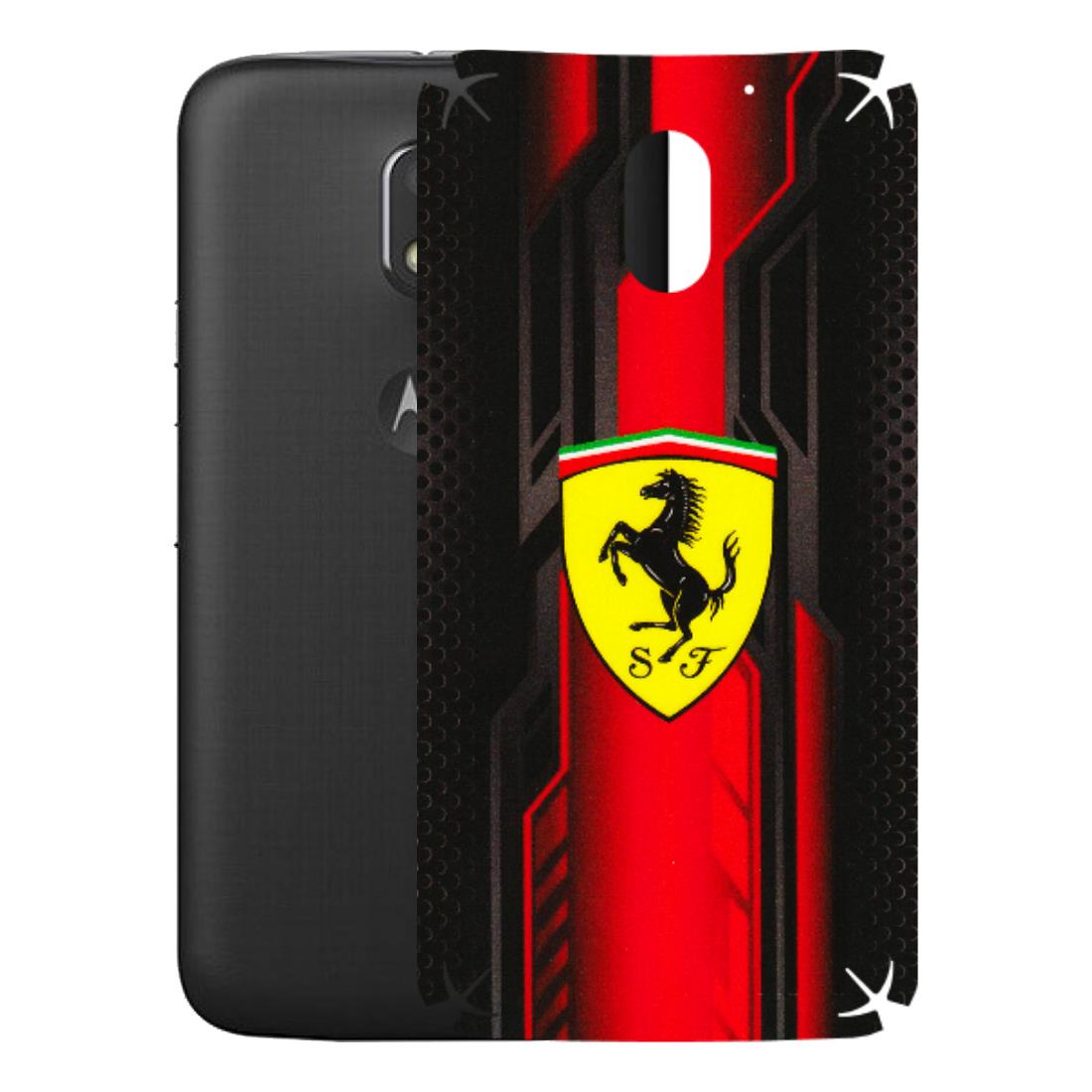Motorola Phone Skins (All Models) - Black Ferrari Logo - 3D Embossed Finish (L-253) Motorola Moto E3 Power