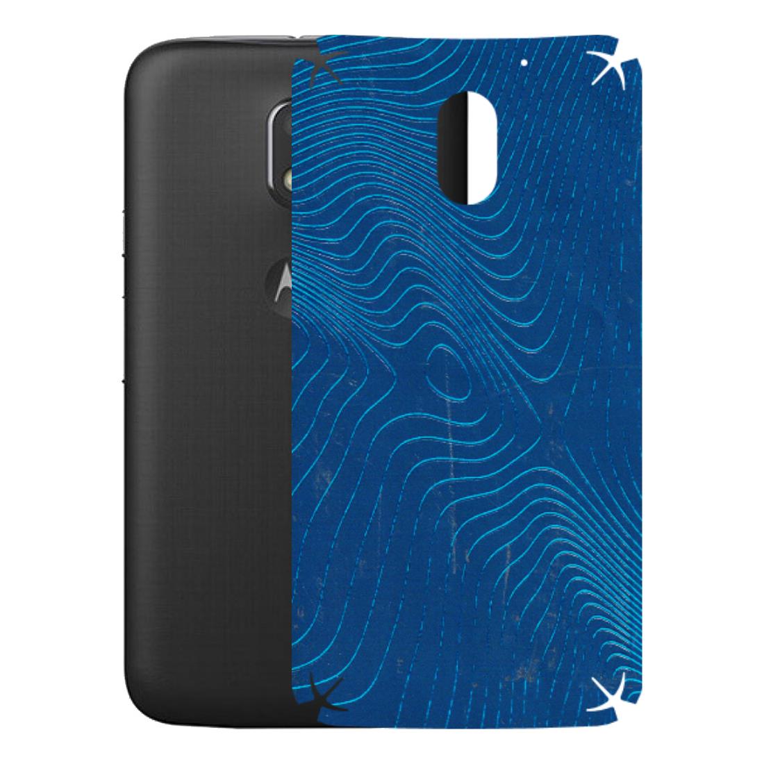 Motorola Phone Skins (All Models) - Abstract Blue Line Map - 3D Embossed Finish (L-272) Motorola Moto E3 Power