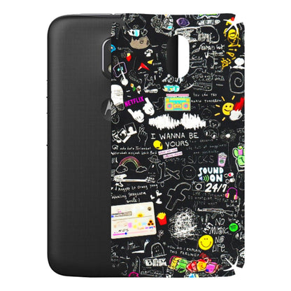 Motorola Phone Skins (All Models) - Black Creatives Doodles - 3D Embossed Finish (L-311) Motorola Moto E3 Power