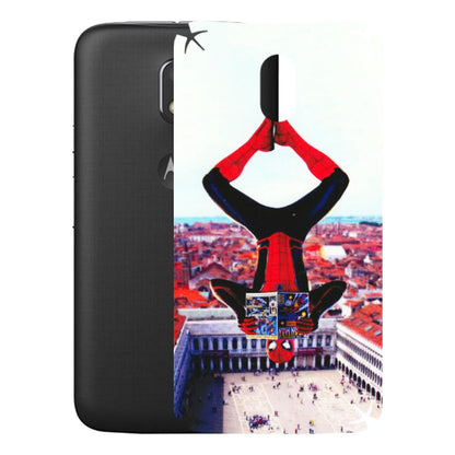 Motorola Phone Skins (All Models) - Spiderman Hanging - 3D Embossed Finish (L-53) Motorola Moto E3 Power