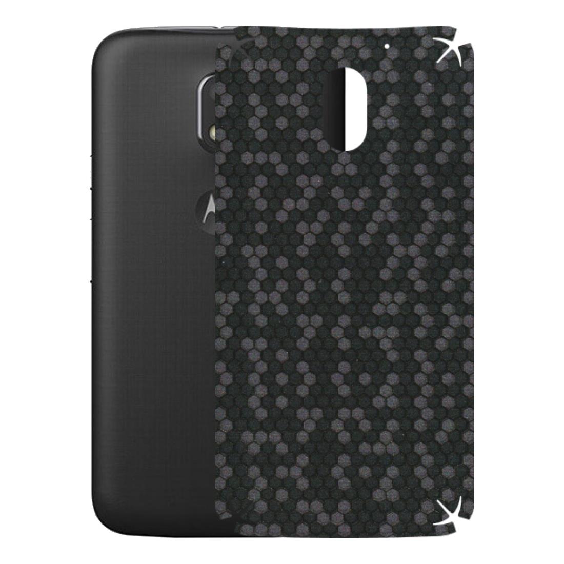 Motorola Phone Skins (All Models) - Black Grey Honeycomb Sober - 3D Embossed Finish (L-85) Motorola Moto E3 Power