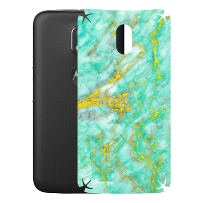 Motorola Phone Skins (All Models) - Green And Gold Marble Feel - Matte Finish (M-16) Motorola Moto E3 Power