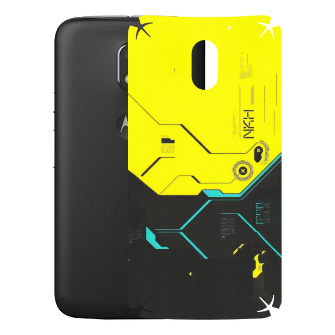 Motorola Phone Skins (All Models) - Black Yellow Technica - Matte Finish (M-53) Motorola Moto E3 Power