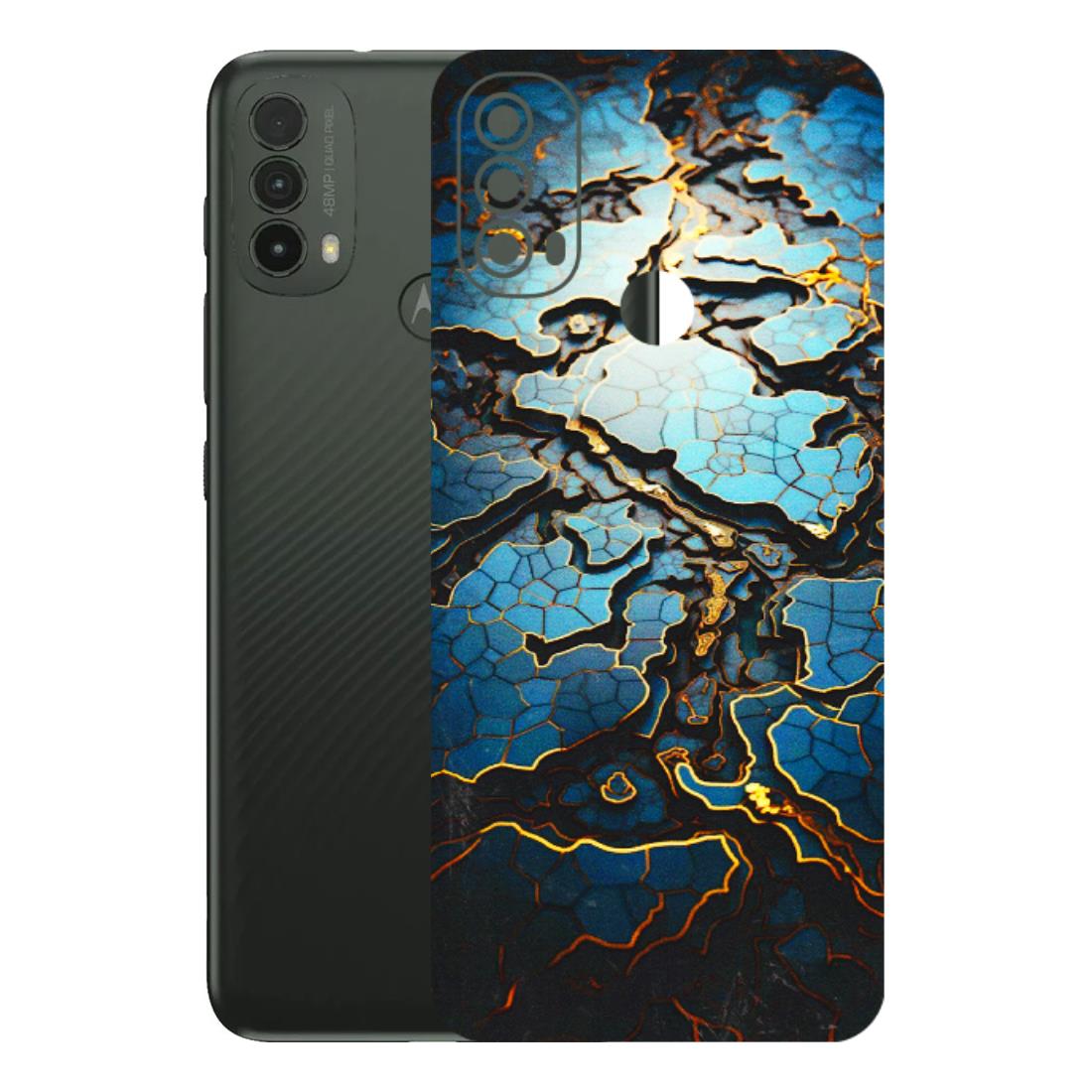 Motorola Phone Skins (All Models) - Blue Gold Abstract - 3D Embossed Finish (L-11) Motorola Moto E40