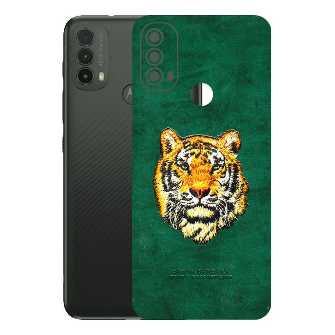Motorola Phone Skins (All Models) - Leather Feel Tiger - 3D Embossed Finish (L-111) Motorola Moto E40