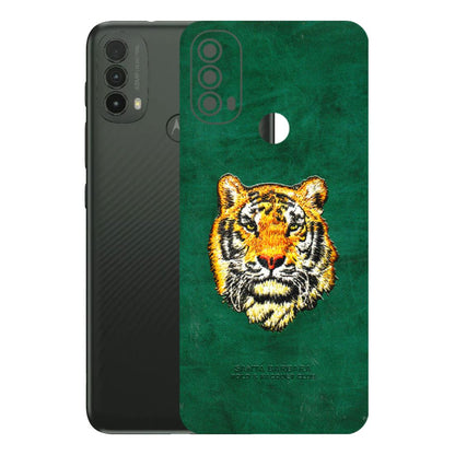 Motorola Phone Skins (All Models) - Leather Feel Tiger - 3D Embossed Finish (L-111) Motorola Moto E40