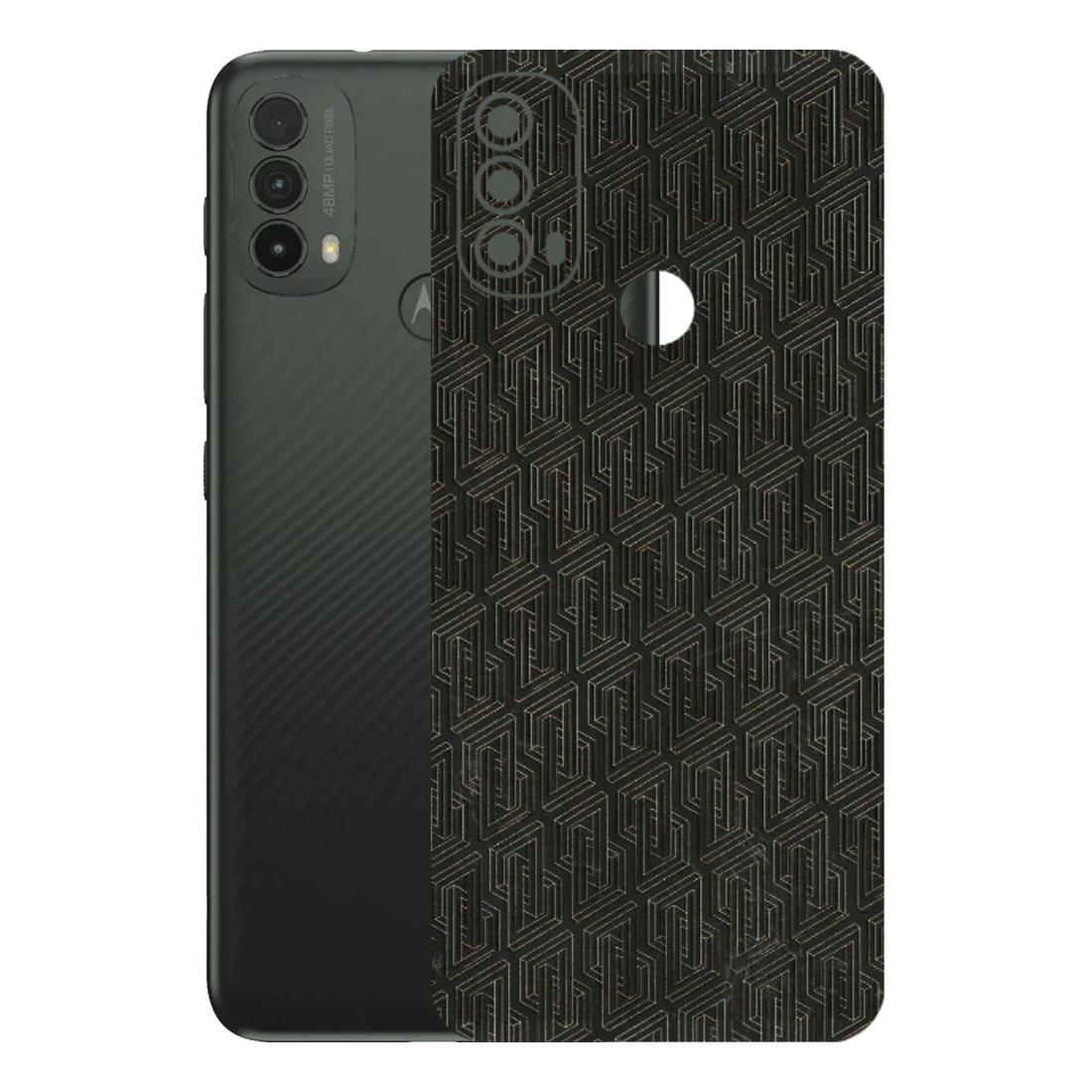 Motorola Phone Skins (All Models) - Black Abstract Pattern - 3D Embossed Finish (L-117) Motorola Moto E40