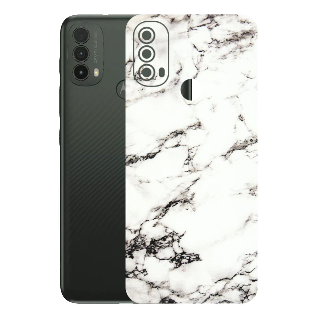 Motorola Phone Skins (All Models) - Black and White Marble Texture - 3D Embossed Finish (L-124) Motorola Moto E40