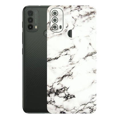 Motorola Phone Skins (All Models) - Black and White Marble Texture - 3D Embossed Finish (L-124) Motorola Moto E40
