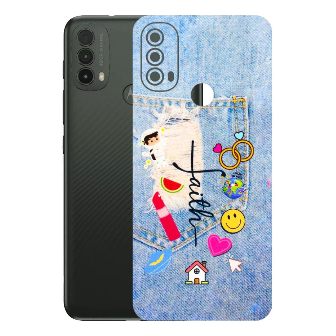 Motorola Phone Skins (All Models) - Denim Jeans Pocket - 3D Embossed Finish (L-134) Motorola Moto E40