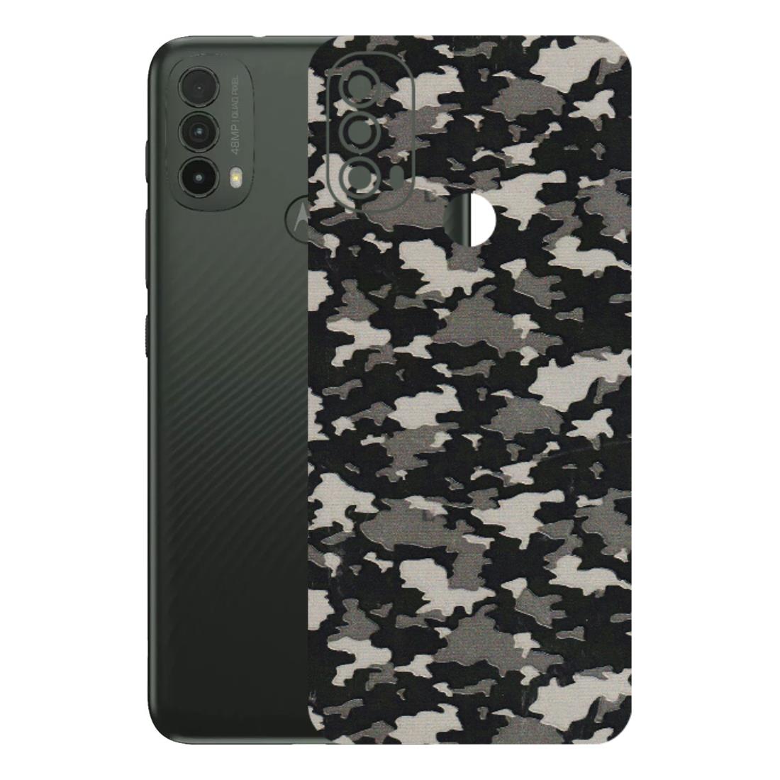 Motorola Phone Skins (All Models) - Black/Grey Camoflaunge - 3D Embossed Finish (L-142) Motorola Moto E40