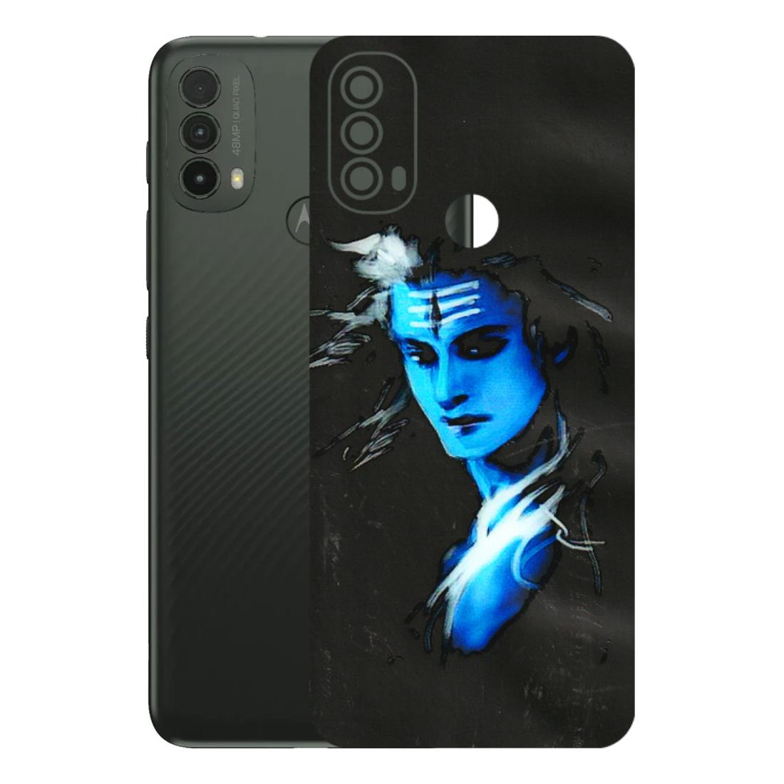Motorola Phone Skins (All Models) - Har Har Mahadev Blue/Black - 3D Embossed Finish (L-185) Motorola Moto E40