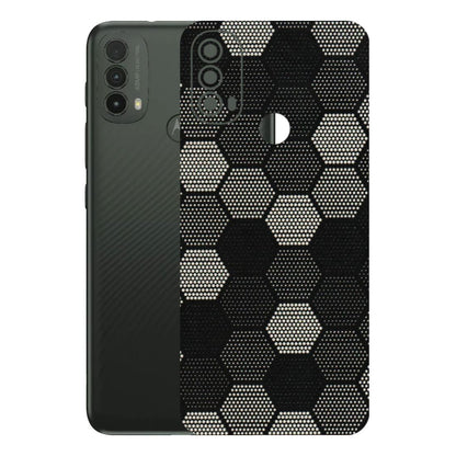 Motorola Phone Skins (All Models) - Black & White Dotted Honeycomb Texture - 3D Embossed Finish (L-202) Motorola Moto E40