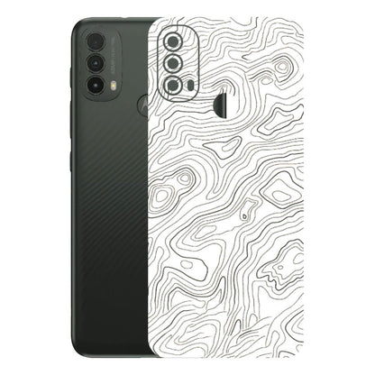 Motorola Phone Skins (All Models) - White Black Swirls - 3D Embossed Finish (L-219) Motorola Moto E40