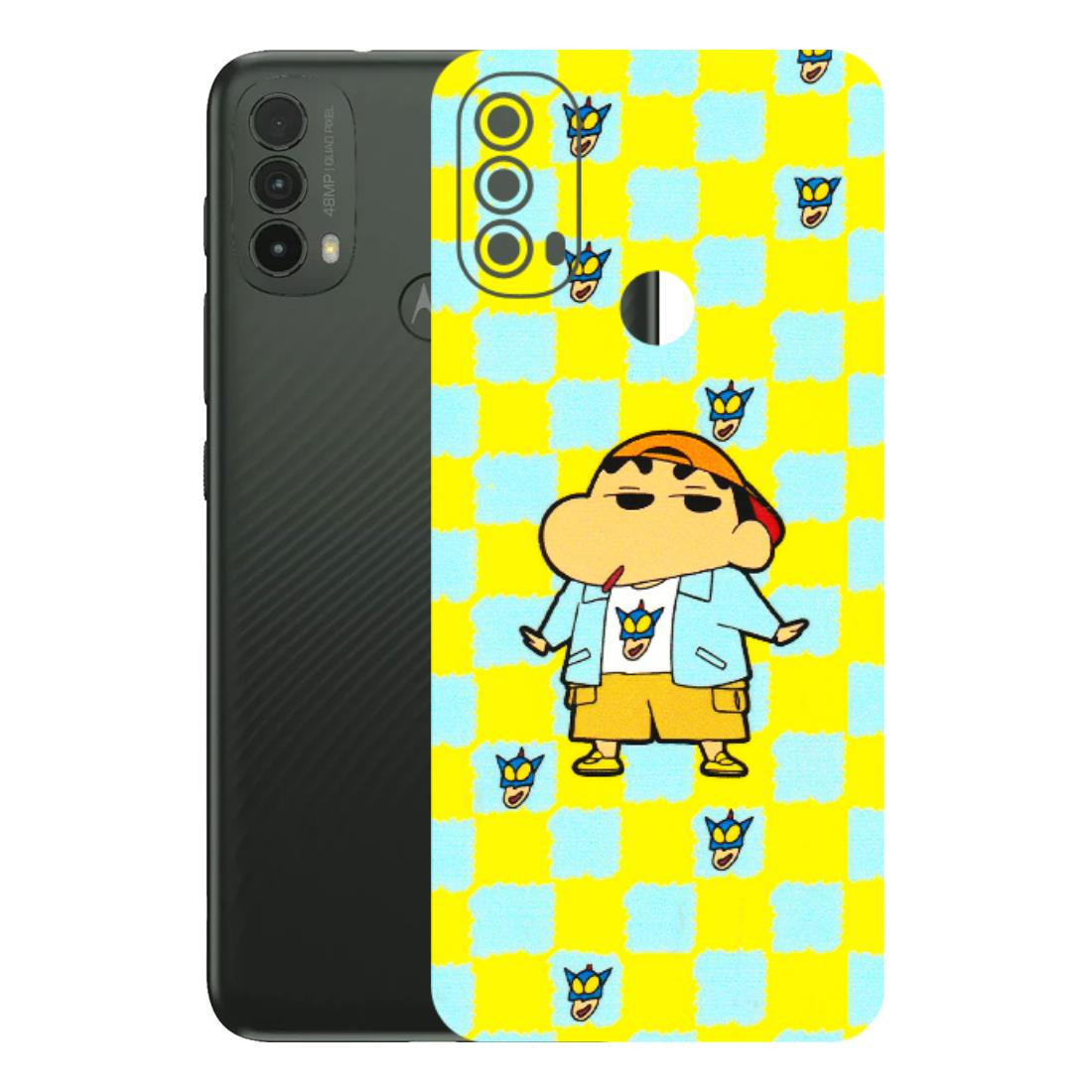 Motorola Phone Skins (All Models) - Yellow Blue Shinchan Cute - 3D Embossed Finish (L-221) Motorola Moto E40
