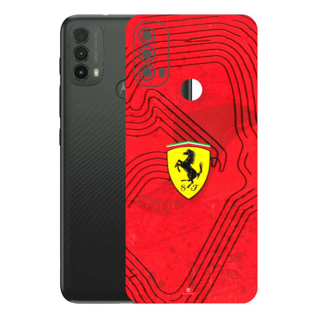 Motorola Phone Skins (All Models) - Red Ferrari Logo Stylish - 3D Embossed Finish (L-238) Motorola Moto E40