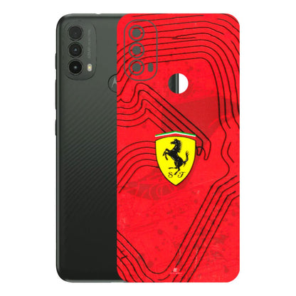 Motorola Phone Skins (All Models) - Red Ferrari Logo Stylish - 3D Embossed Finish (L-238) Motorola Moto E40