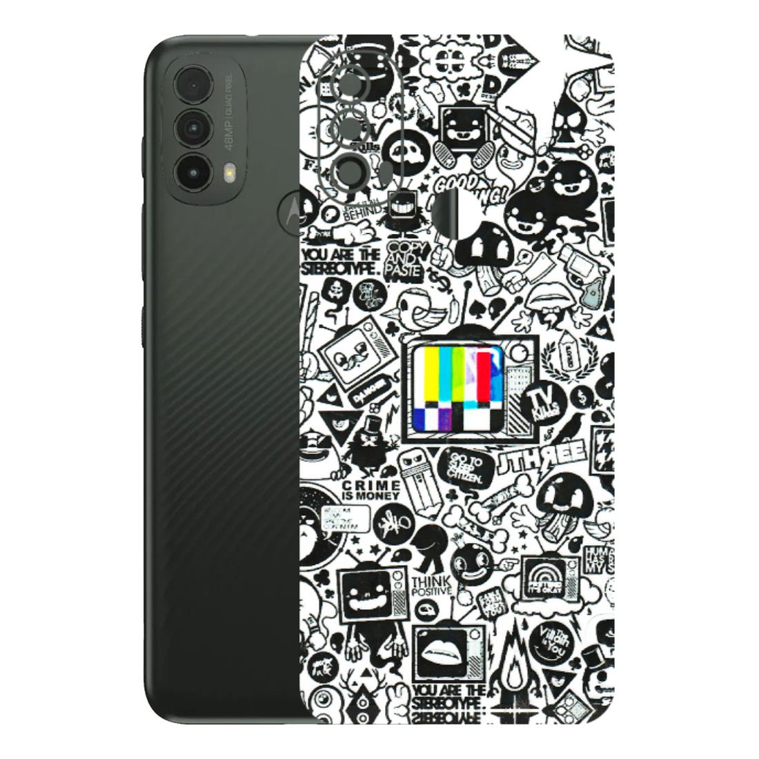 Motorola Phone Skins (All Models) - Doodles Positive Art - 3D Embossed Finish (L-263) Motorola Moto E40