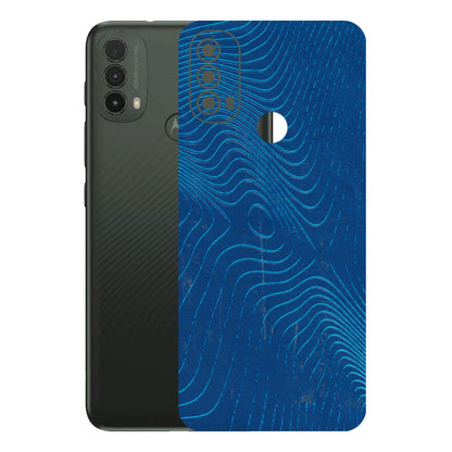 Motorola Phone Skins (All Models) - Abstract Blue Line Map - 3D Embossed Finish (L-272) Motorola Moto E40