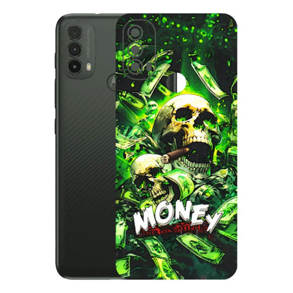 Motorola Phone Skins (All Models) - Skull Money - 3D Embossed Finish (L-303) Motorola Moto E40