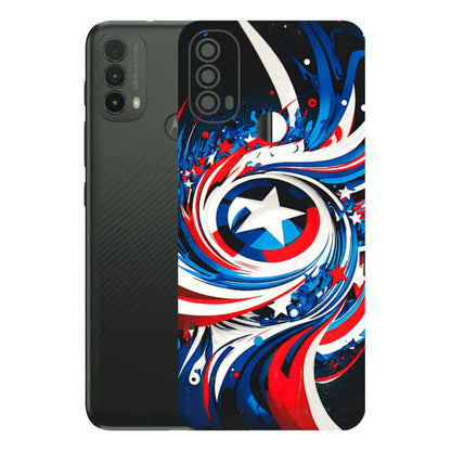 Motorola Phone Skins (All Models) - Captain America Logo - 3D Embossed Finish (L-307) Motorola Moto E40