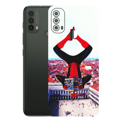 Motorola Phone Skins (All Models) - Spiderman Hanging - 3D Embossed Finish (L-53) Motorola Moto E40
