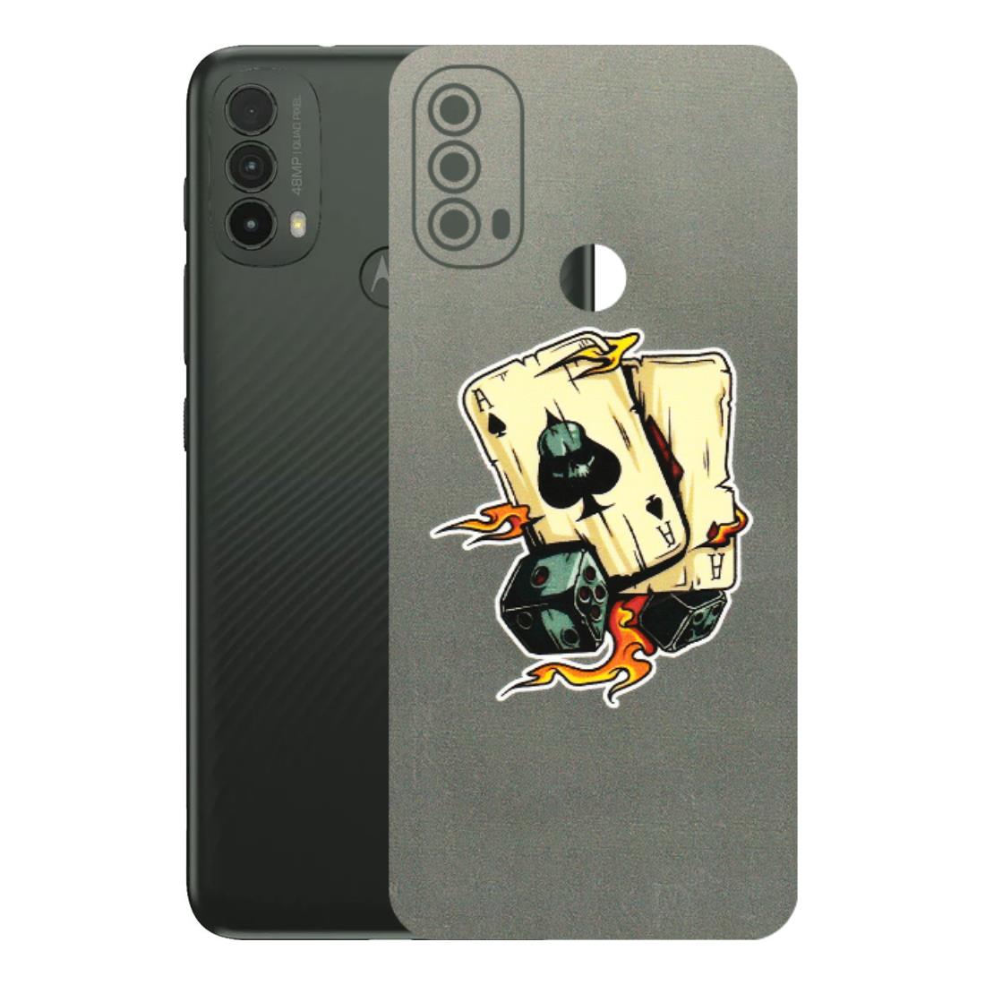 Motorola Phone Skins (All Models) - Grey Cards Of Ace - 3D Embossed Finish (L-77) Motorola Moto E40