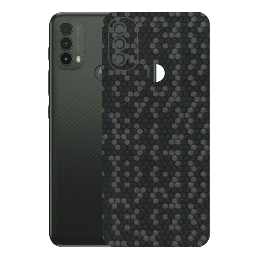 Motorola Phone Skins (All Models) - Black Grey Honeycomb Sober - 3D Embossed Finish (L-85) Motorola Moto E40